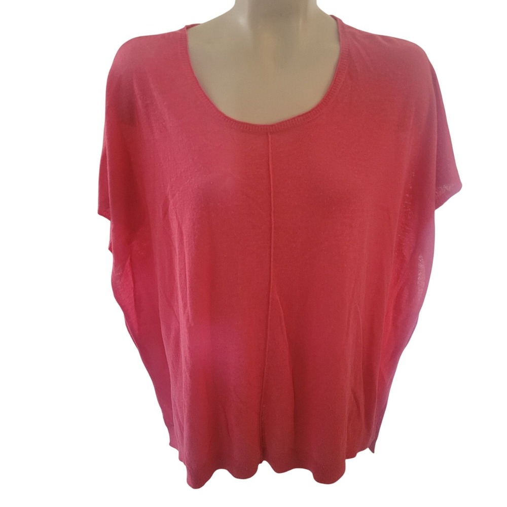 J.Jill Womens Red Linen Blend Oversized Scoop Neck Top M/L breathable designer
